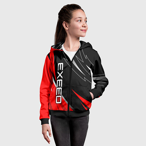 Детская толстовка на молнии Exeed - red uniform / 3D-Черный – фото 4