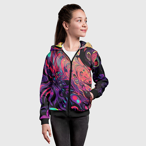 Детская толстовка на молнии Интерференционные цвета / 3D-Черный – фото 4