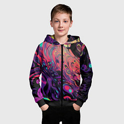 Толстовка на молнии детская Интерференционные цвета, цвет: 3D-черный — фото 2