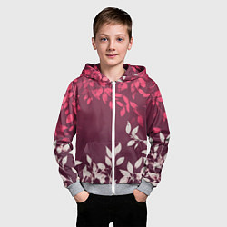 Толстовка на молнии детская Листья на бордовом фоне - нейросеть, цвет: 3D-меланж — фото 2