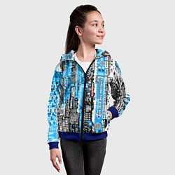 Толстовка на молнии детская Киберпанк паттерн синий, цвет: 3D-синий — фото 2