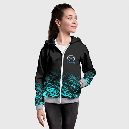 Детская толстовка на молнии Mazda голубые краски / 3D-Меланж – фото 4