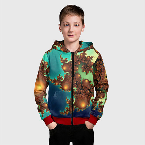Детская толстовка на молнии Психоделика абстракция / 3D-Красный – фото 3