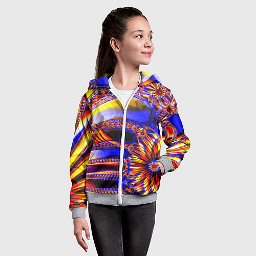 Детская толстовка на молнии Психоделика стекло / 3D-Меланж – фото 4