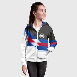 Толстовка на молнии детская Nissan geometry steel, цвет: 3D-белый — фото 2