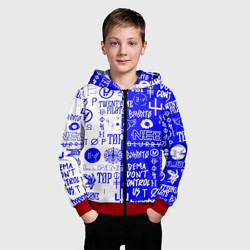 Детская толстовка на молнии Twenty one pilots лого / 3D-Красный – фото 3
