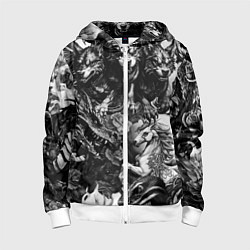 Толстовка на молнии детская Дракон и другие мифические существа в стиле тату, цвет: 3D-белый