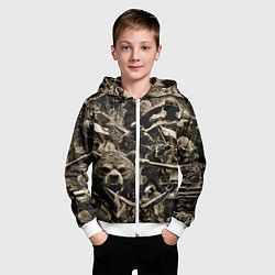 Толстовка на молнии детская Медведь на фоне десантников танков и самолетов, цвет: 3D-белый — фото 2