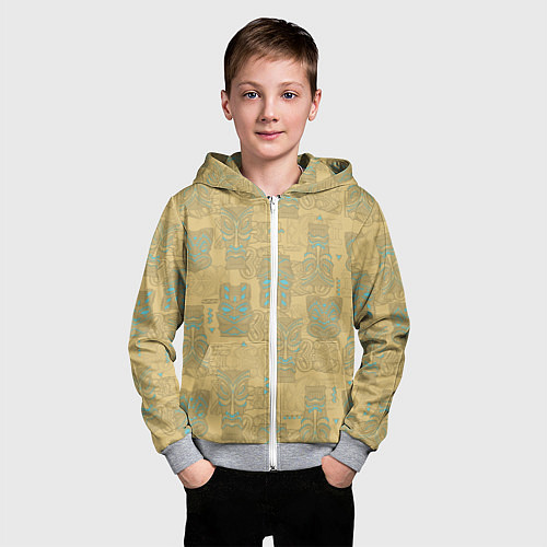 Детская толстовка на молнии Маски Тики / 3D-Меланж – фото 3