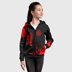 Толстовка на молнии детская Club Brugge - red gradient вертикально, цвет: 3D-черный — фото 2