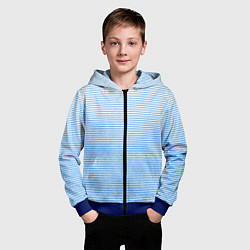 Толстовка на молнии детская Белый с голубым текстурный в полоску, цвет: 3D-синий — фото 2