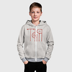 Толстовка на молнии детская Вязью Татьяна - красная надпись, цвет: 3D-меланж — фото 2