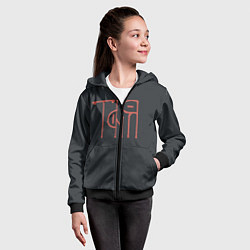 Толстовка на молнии детская Вязью Таня - красная надпись, цвет: 3D-черный — фото 2