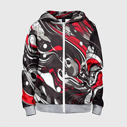 Детская толстовка на молнии Красно-белые волны