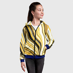 Толстовка на молнии детская Волнистые вертикальные чёрно-жёлтые полосы, цвет: 3D-синий — фото 2