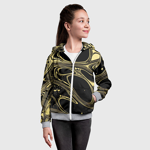 Детская толстовка на молнии Разводы в виде кругов и линий - текстура / 3D-Меланж – фото 4