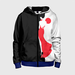 Толстовка на молнии детская Девушка в красном платье, цвет: 3D-синий