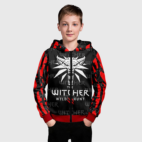 Детская толстовка на молнии Ведьмак - волк / 3D-Красный – фото 3