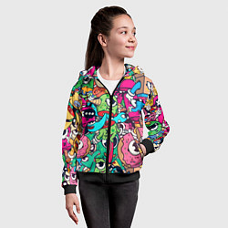 Толстовка на молнии детская Color doodle monsters, цвет: 3D-черный — фото 2