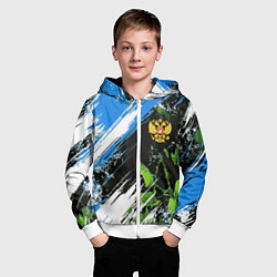 Толстовка на молнии детская Герб России на камуфляже, цвет: 3D-белый — фото 2