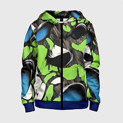 Толстовка на молнии детская Объемный камуфляж из слоев, цвет: 3D-синий