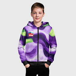Толстовка на молнии детская Фиолетовый камуфляж Россия, цвет: 3D-черный — фото 2