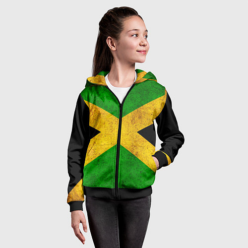 Детская толстовка на молнии Jamaica flag / 3D-Черный – фото 4
