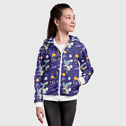 Толстовка на молнии детская Зяблик и крокусы, цвет: 3D-белый — фото 2
