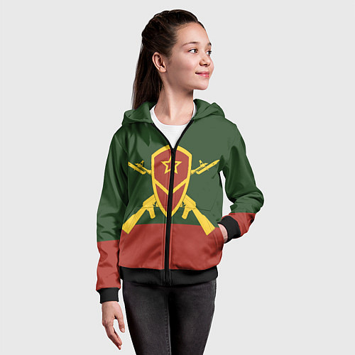 Детская толстовка на молнии Мотострелковые войска: герб со щитом / 3D-Черный – фото 4