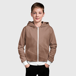 Толстовка на молнии детская Мокко Мусс однотонный с полосой, цвет: 3D-белый — фото 2