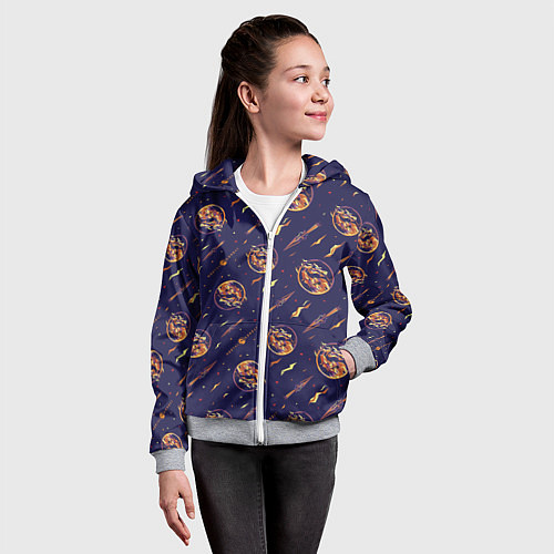 Детская толстовка на молнии Mortal Kombat logo pattern / 3D-Меланж – фото 4