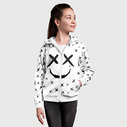 Толстовка на молнии детская Смайл фейс, цвет: 3D-белый — фото 2