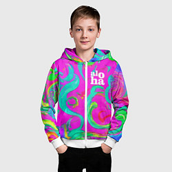 Толстовка на молнии детская Abstract floral pattern - aloha, цвет: 3D-белый — фото 2