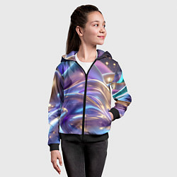 Толстовка на молнии детская Волны космические, цвет: 3D-черный — фото 2