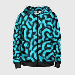 Толстовка на молнии детская Бирюзовая абстракция, цвет: 3D-черный