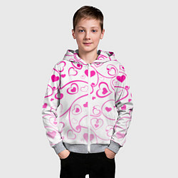 Толстовка на молнии детская Узорные сердца, цвет: 3D-меланж — фото 2