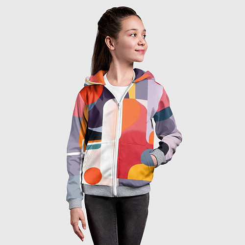 Детская толстовка на молнии Абстракция из фигур и линий / 3D-Меланж – фото 4