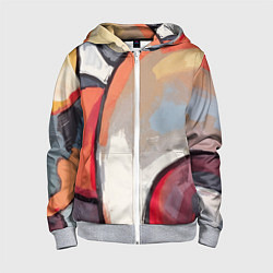 Толстовка на молнии детская Абстракция с кругами, цвет: 3D-меланж