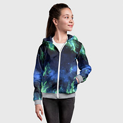 Толстовка на молнии детская Зеленые языки пламени, цвет: 3D-меланж — фото 2