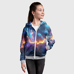 Толстовка на молнии детская Космическая молния текстура, цвет: 3D-меланж — фото 2