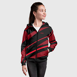 Толстовка на молнии детская Sport чёрный и красный полосы, цвет: 3D-черный — фото 2