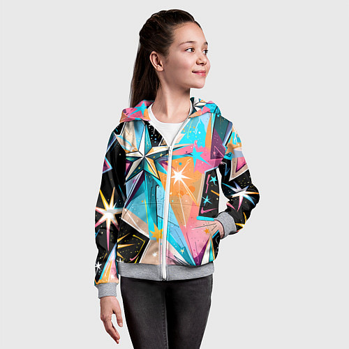 Детская толстовка на молнии Граффити звезды / 3D-Меланж – фото 4