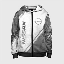 Детская толстовка на молнии Nissan - white gradient вертикально