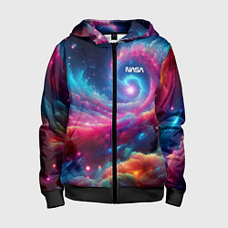 Толстовка на молнии детская Неоновая галактическая спираль - нейроарт, цвет: 3D-черный