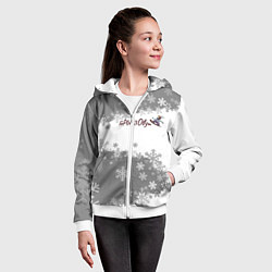 Толстовка на молнии детская Горы зовут сноуборд серый, цвет: 3D-белый — фото 2