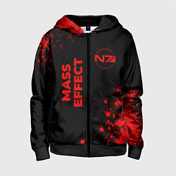 Толстовка на молнии детская Mass Effect - red gradient вертикально, цвет: 3D-черный