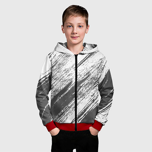 Детская толстовка на молнии The color is gray and white / 3D-Красный – фото 3
