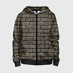 Толстовка на молнии детская Стена из декоративного кирпича, цвет: 3D-черный