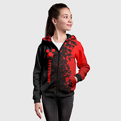 Толстовка на молнии детская Minecraft - red gradient по-вертикали, цвет: 3D-черный — фото 2