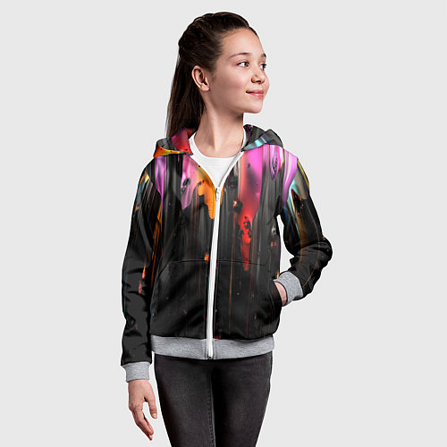 Детская толстовка на молнии Разноцветная рельефная краска текстура / 3D-Меланж – фото 4